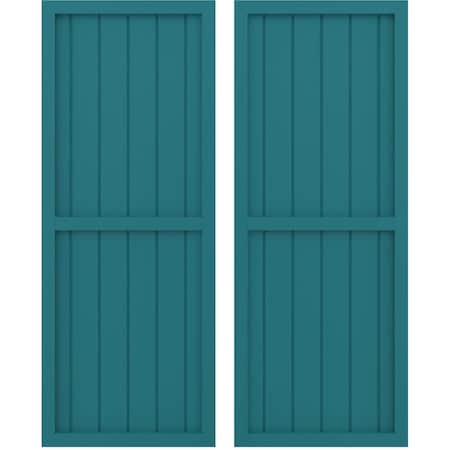 Americraft 6-Board Exterior Wood 2 Equal Panel Framed Board-n-Batten Shutters, ARW101BF621X56ANH